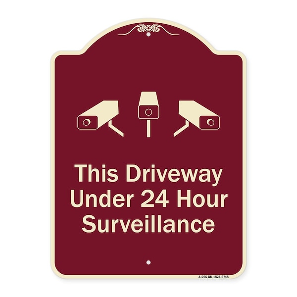 Signmission Designer Series-This Driveway Under 24 Hour Surveillance With Graphics, 24" H, BU-1824-9748 A-DES-BU-1824-9748 - main
